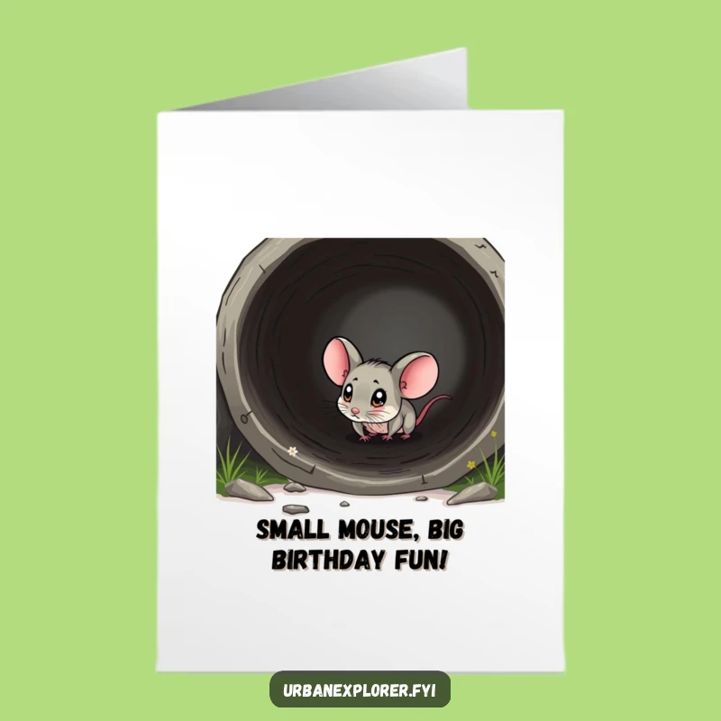 Free Printable Birthday Card: Curious Mouse, Funny Downloadable Gift for Adventurers