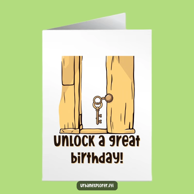 Free Printable Birthday Card: Whimsical Key Opens Laughter, a Funny Surprise!