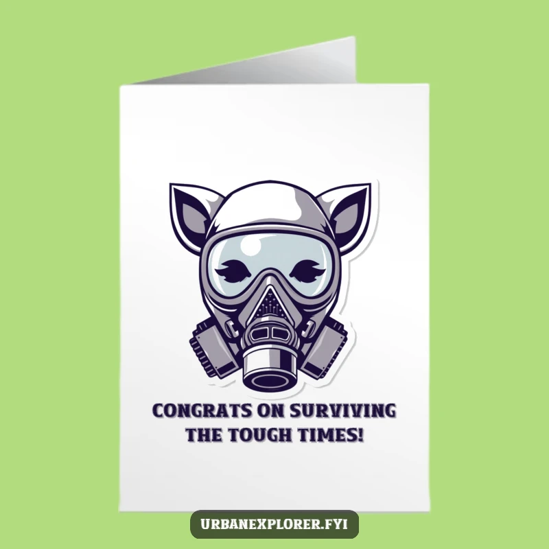 Free Printable Congrats Gas Mask Card: Celebrate Big with Animal Ear Flair!