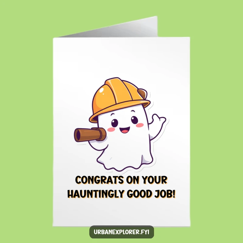 Free Printable Ghost Congrats Card: Celebrate Success with a Hard Hat Helper!