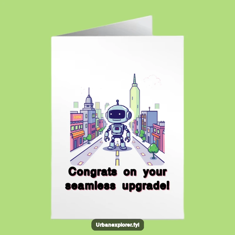Free Printable Robot Congrats Card: Celebrate Success with Pixelated City Vibes!