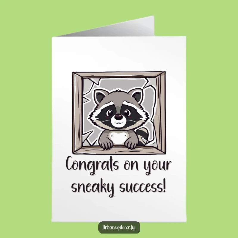 Free Printable Raccoon Congrats Card: Celebrate Success with Cheeky Bandit Humor!
