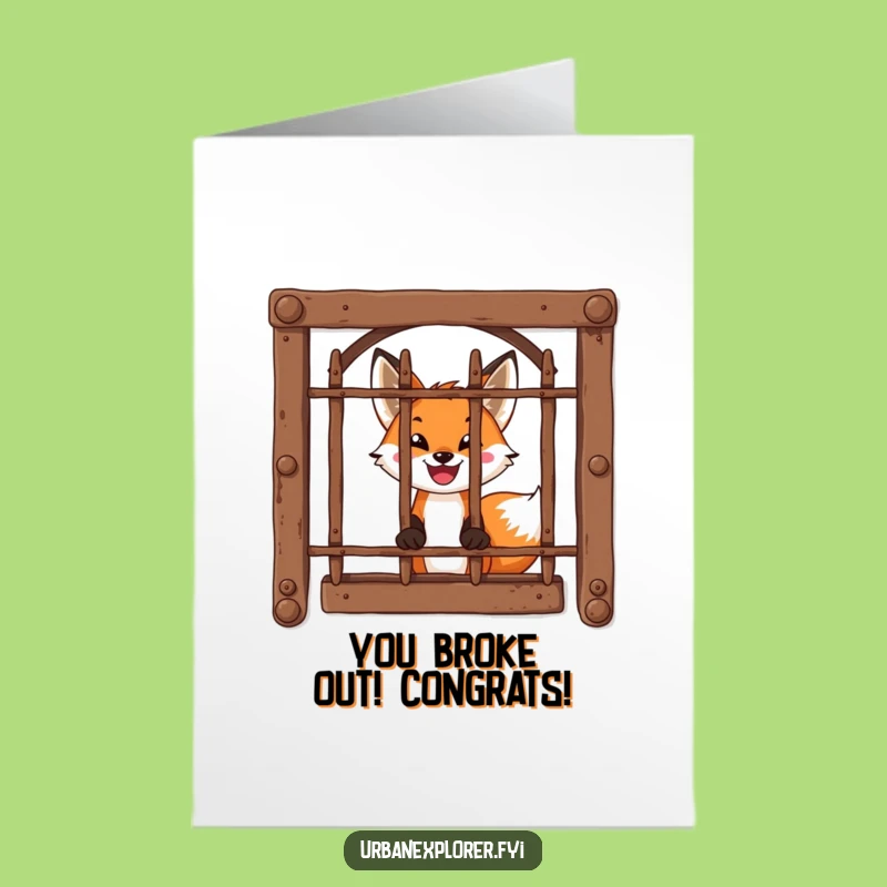 Free Printable Congrats Card: Brave Fox Window Peek - Humorous Downloadable Celebration Gift