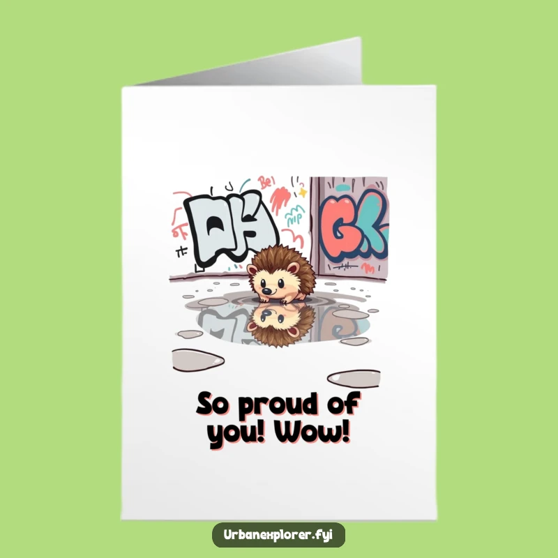Free Printable Congrats Card: Insightful Hedgehog Reflection Downloadable Gift for Clarity