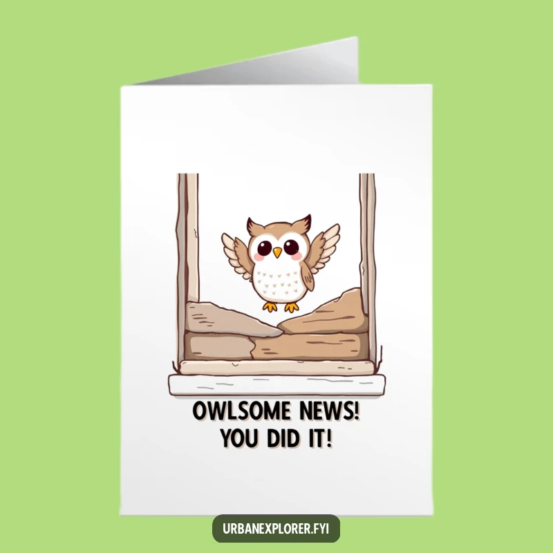 Free Printable Congrats Card: Joyful Owl, Humorous Downloadable Gift for Any Win