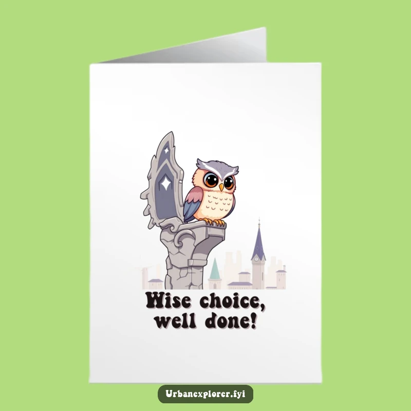 Free Printable Congrats Card: Owl's Grand Perspective - Downloadable Gift