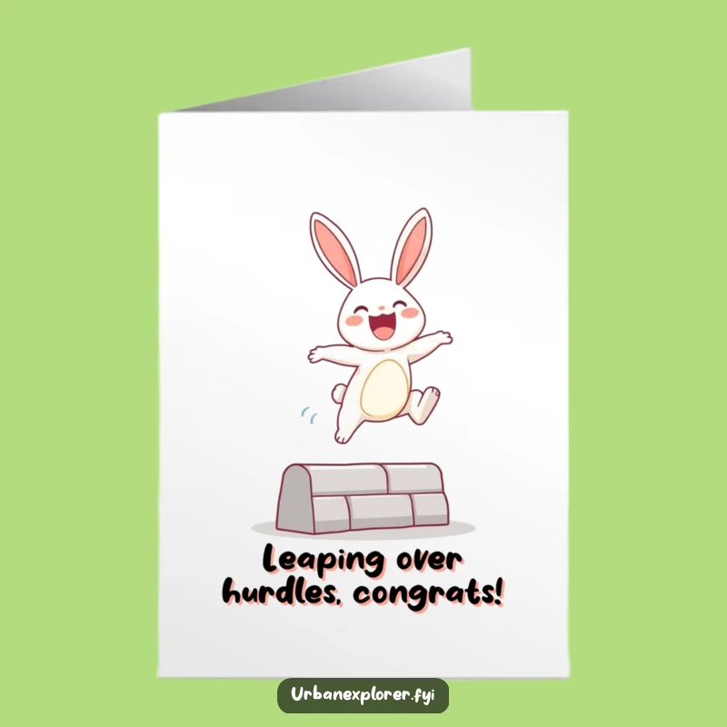 Free Printable Bunny Congratulations Card: Overcoming Obstacles with Leaping Victory