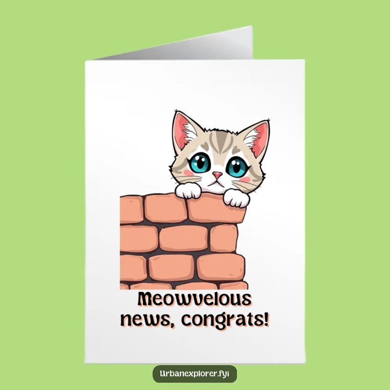 Free Printable Congrats Card: Cat's Moment of Wonder