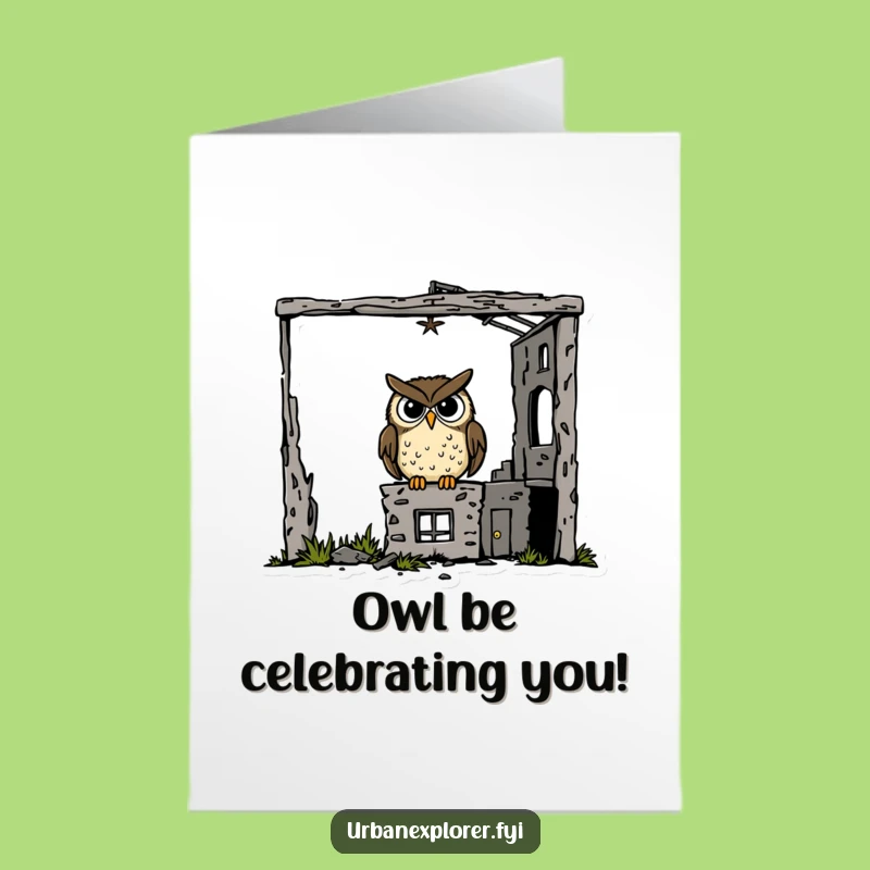 Free Printable Congrats Card: Goofy Owl Sees Success, Funny Achievement Gift!