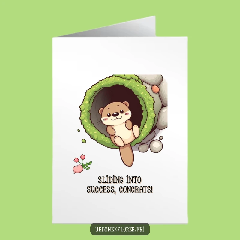Free Printable Otter Congratulations Card: Celebrate Big with Playful Success and Sliding Joy