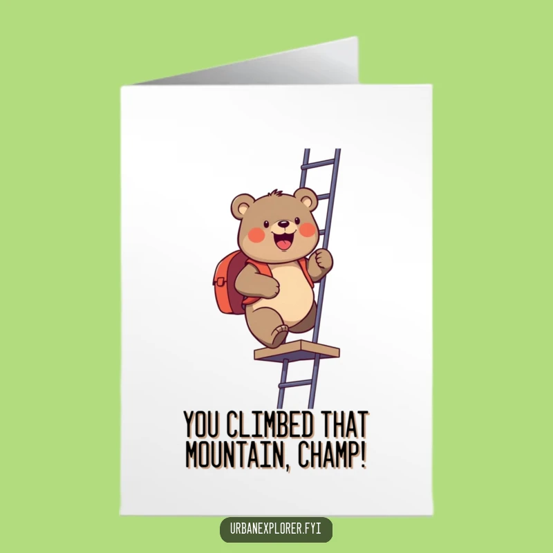 Printable Congratulations Card: Cheerful Bear Achieves Goal Free Printable Downloadable