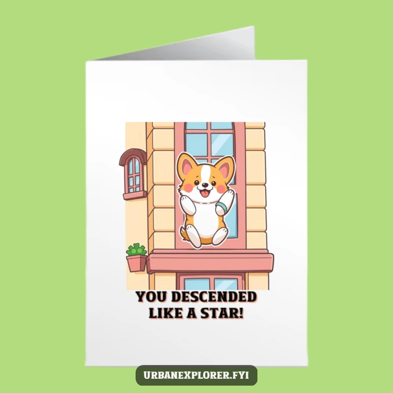 Free Printable Congrats Card: Corgi's Descent to Victory Photo
