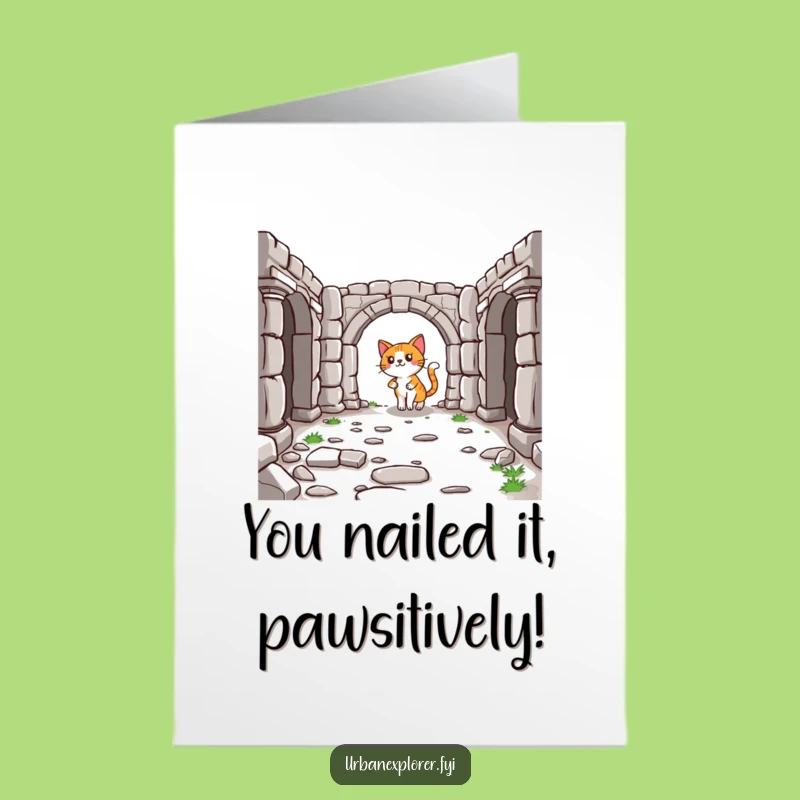 Free Printable Congrats Card: Cat's Historical Journey - Funny Discovery