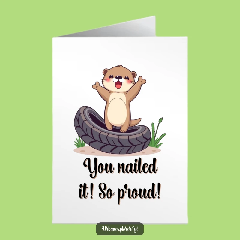 Free Printable Congrats Card: Otter's Tire Triumph For Success
