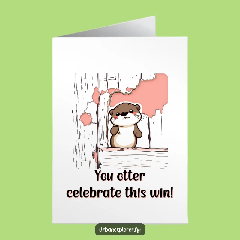 Free Printable Congrats Card: Otter Admiring Paint - Funny Downloadable Greeting