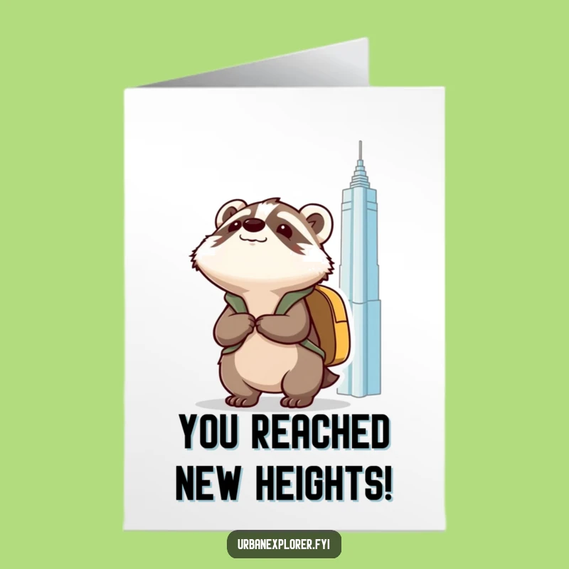 Free Printable Kawaii Badger Congrats Card - Empowering Downloadable Gift for Reaching Goals