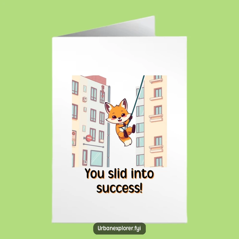 Free Printable Congrats Card: Fox's Descent, Easy Print at Home Gift