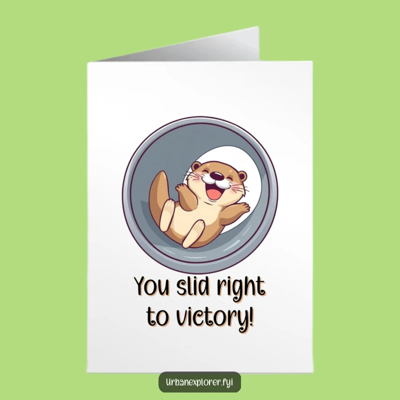 Free Printable Otter Congrats Card: Funny Sliding Success Theme