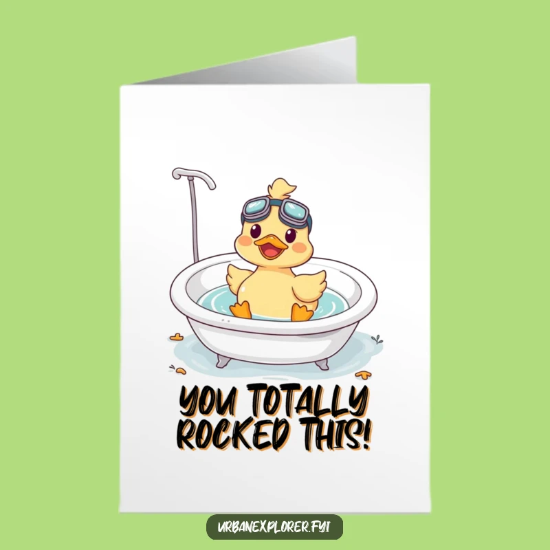 Free Printable Kawaii Duck Congrats Card - Amusing Downloadable Gift for Splashing Success