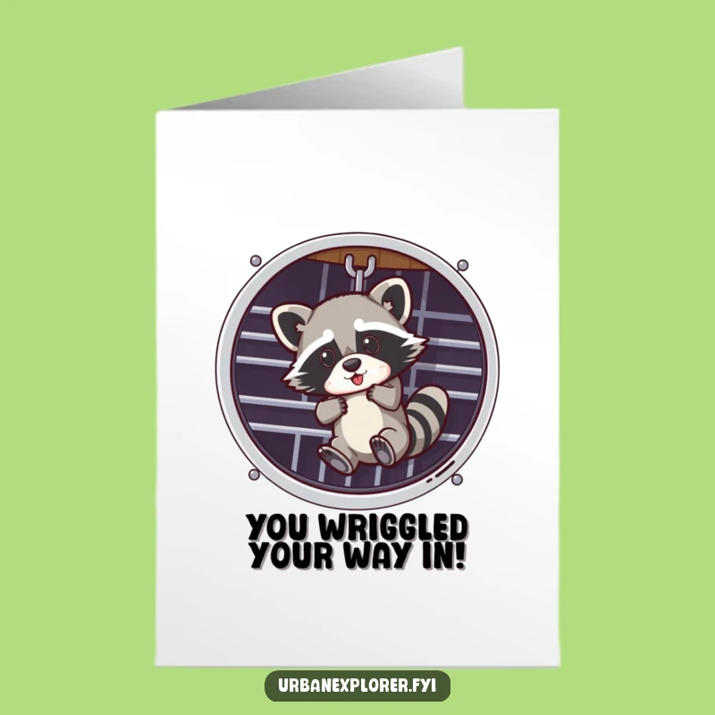 Free Printable Congrats Card: Raccoon's Risky Win - Humorous Downloadable for Any Celebration