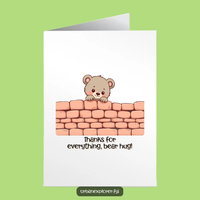 Free Printable Bear Cub Thank You Card: Funny Downloadable Gift for a Little Surprise