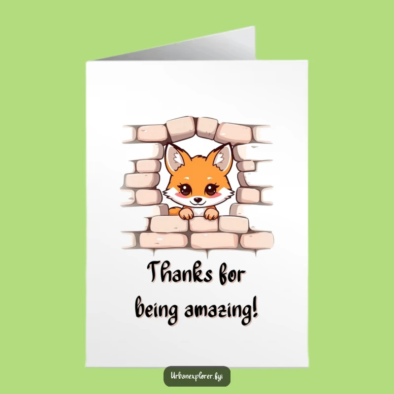Free Printable Kawaii Fox Thank You Card - Funny Downloadable Appreciation for Their Kindness