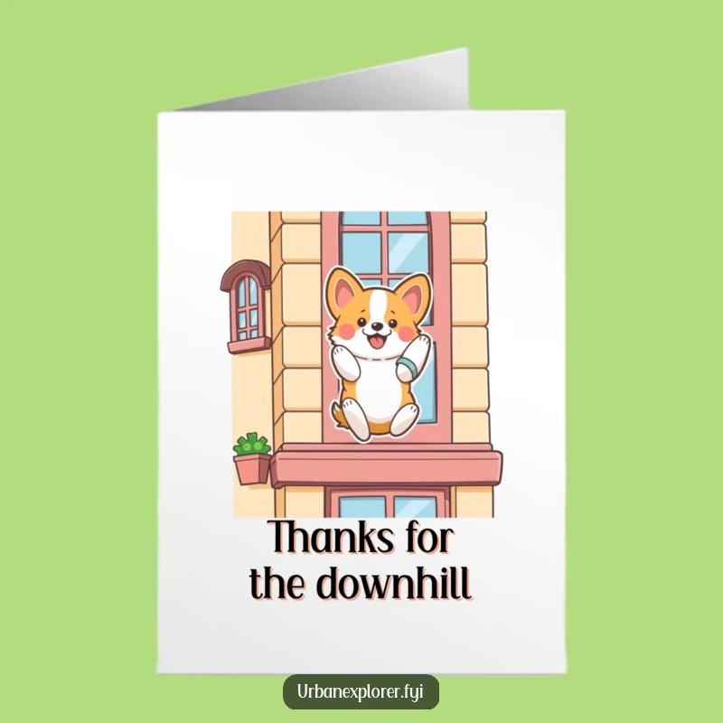 Free Printable Thank You Card: Corgi's Descent of Gratitude