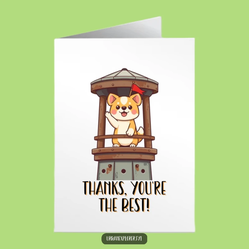 Free Printable Thank You Card: Dog's Tower Flag - Downloadable Gift