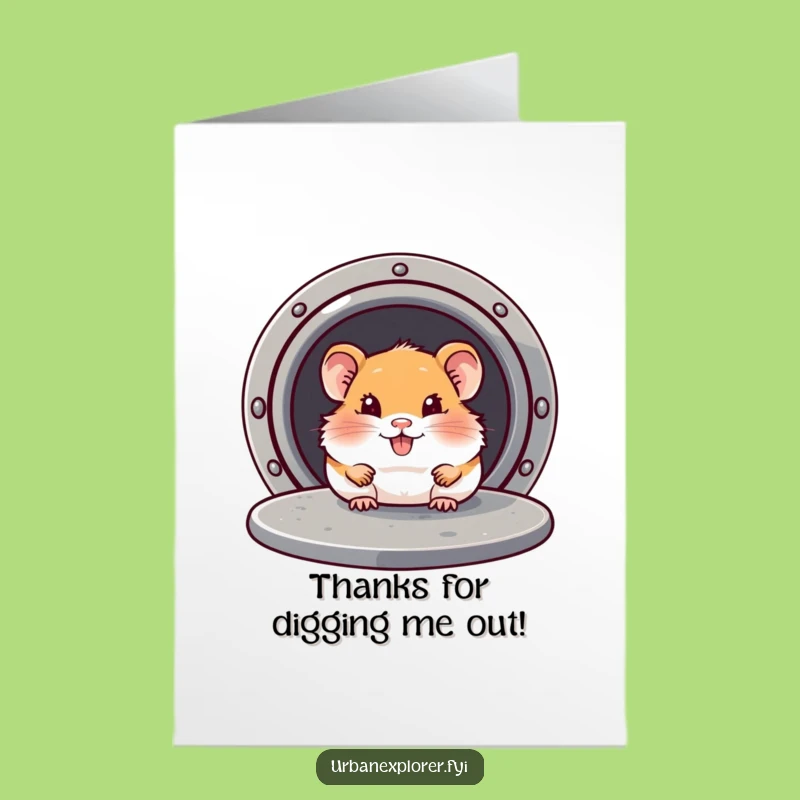 Free Printable Thank You Card: Hamster Peek Gratitude