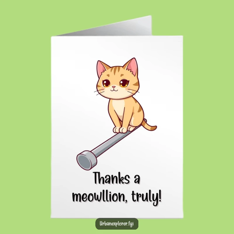 Free Printable Thank You Card: Cat's Balance Act, A Hilarious Gratitude Downloadable Gift