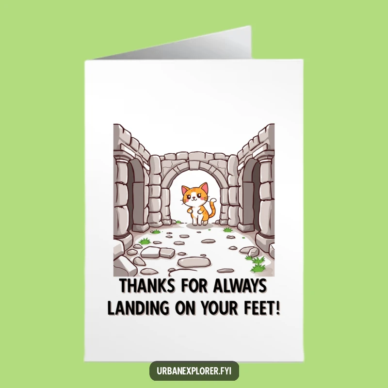 Free Printable Thank You Card: Cat's Ruins Trek - Funny Historical Thanks