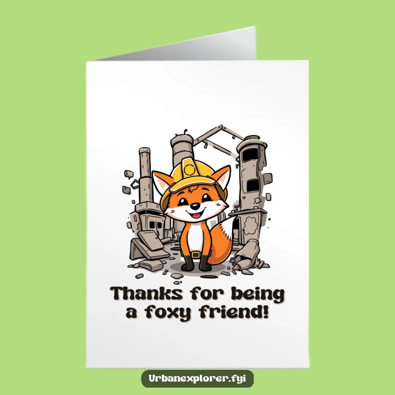 Free Printable Thank You Card: Fox Explorer's Gratitude, Hard Hat Thanks, Funny Downloadable