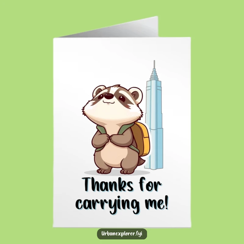 Free Printable Kawaii Badger Thank You Card - Sincere Downloadable Gift for Kind Gestures