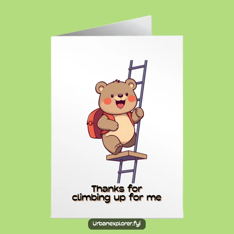 Funny Thank You Card: Bear's Gratitude Climb Free Printable Downloadable Gift