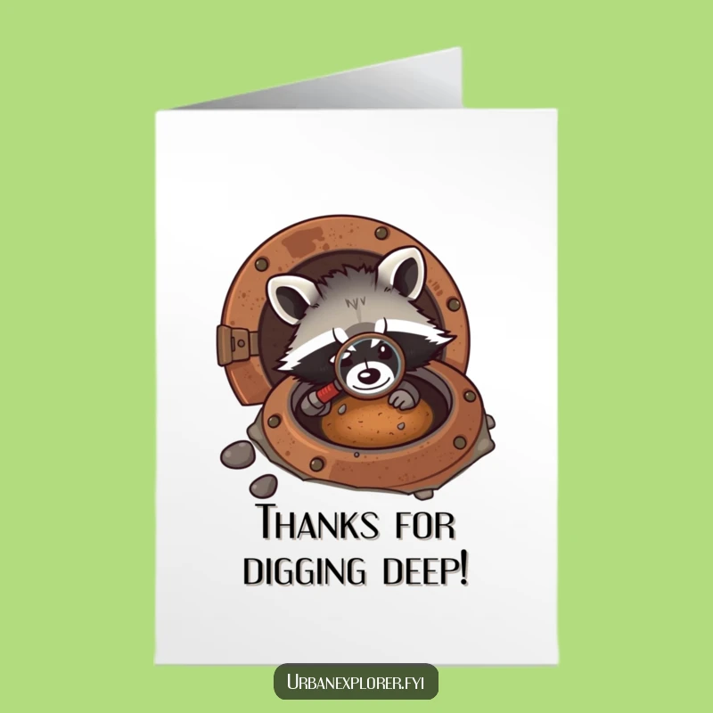 Free Printable Thank You Card: Raccoon Investigation, Quirky Downloadable Gift