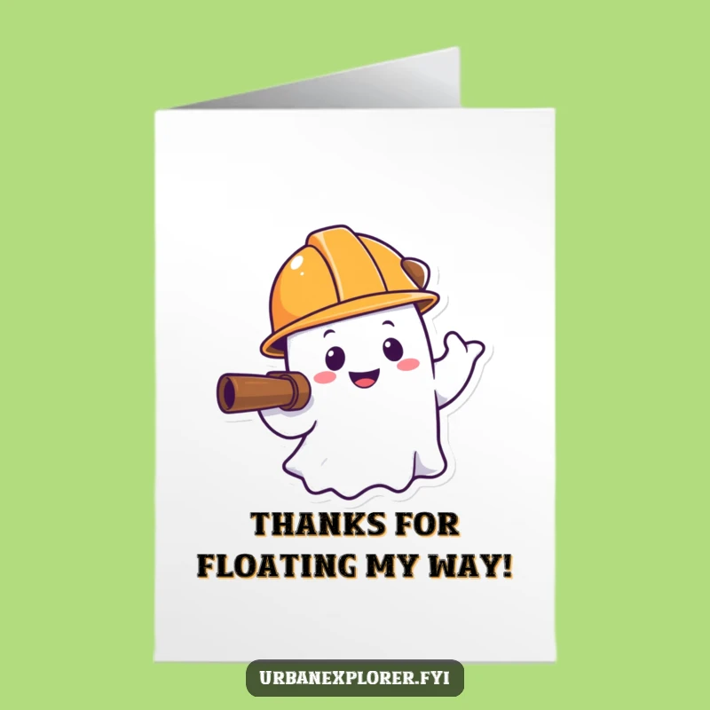 Free Printable Ghost Thank You Card: Hard Hat Ghost's Appreciation is Spooktacular!