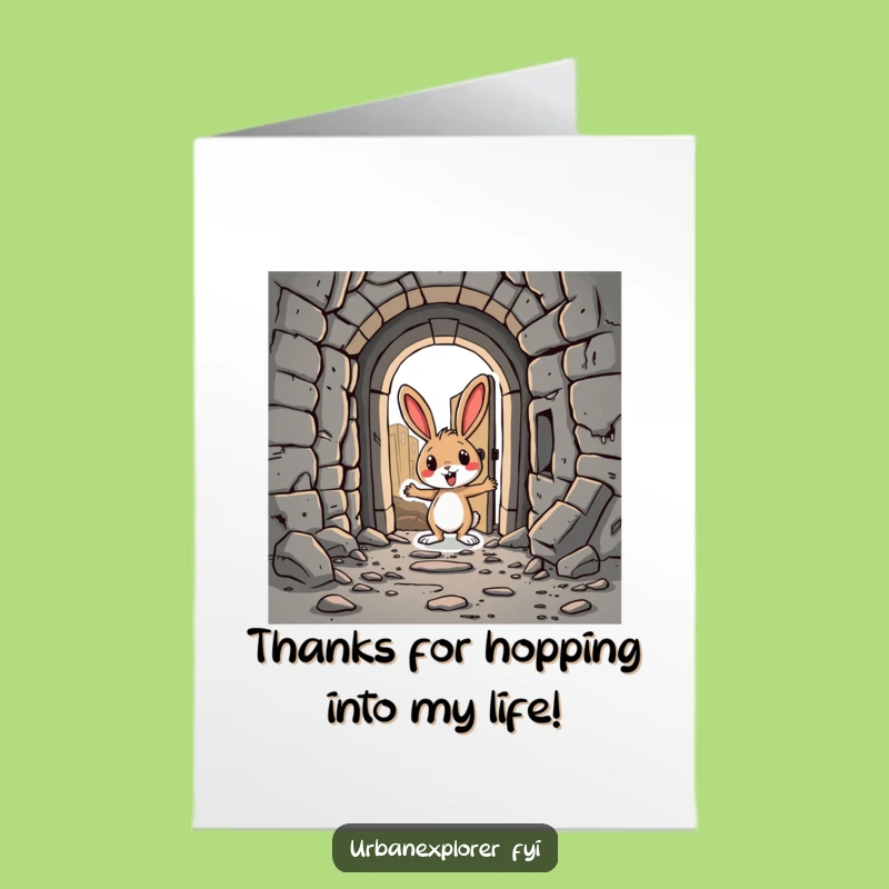Free Printable Thank You Card: Rabbit's Hidden Door - Funny Adventure Wish