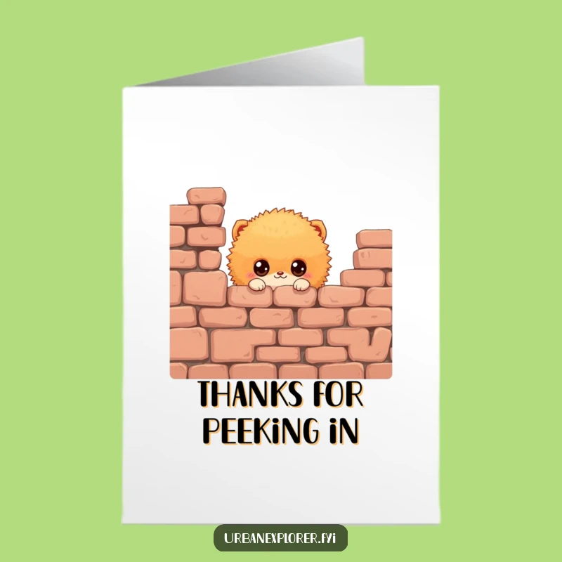 Free Printable Fluffy Creature Thank You Card: Cute Peek Downloadable!