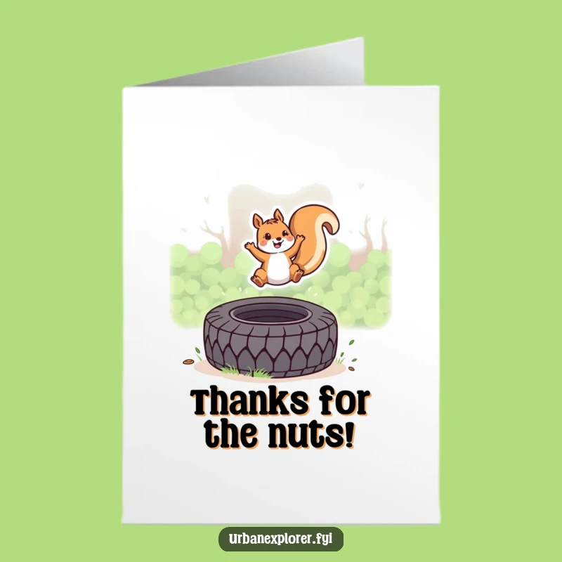 Free Printable Kawaii Squirrel Thank You Card - Funny Downloadable Gratitude with a Spring