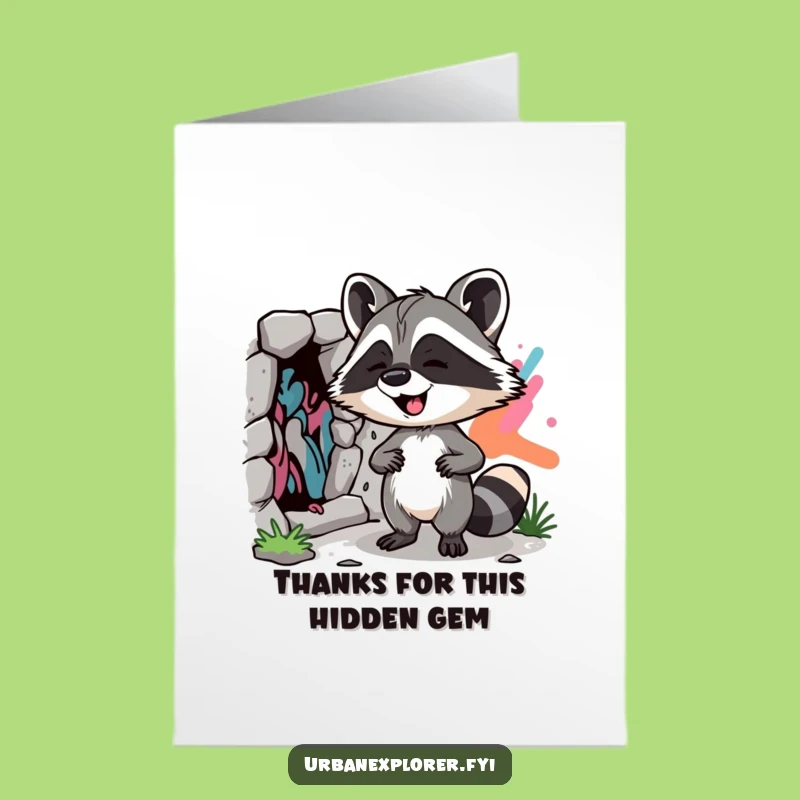 Free Printable Raccoon Street Art Thank You Card - Funny Downloadable Gift for Appreciation