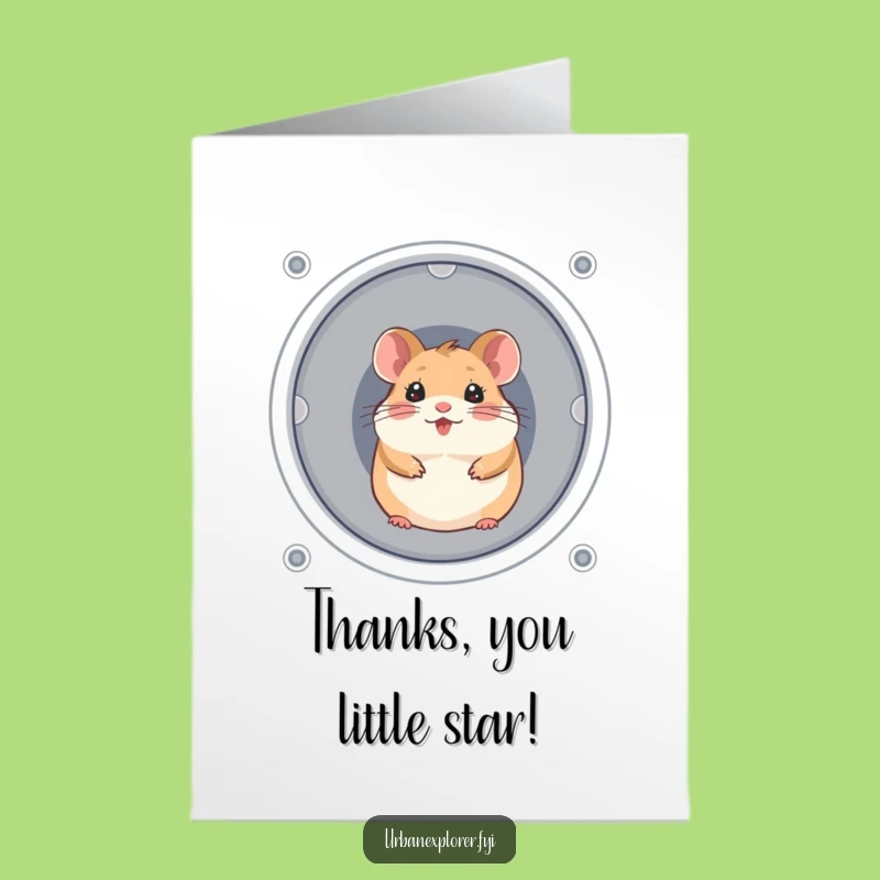 Free Printable Thank You Card: Hamster's Cheerful Peek, Funny Downloadable