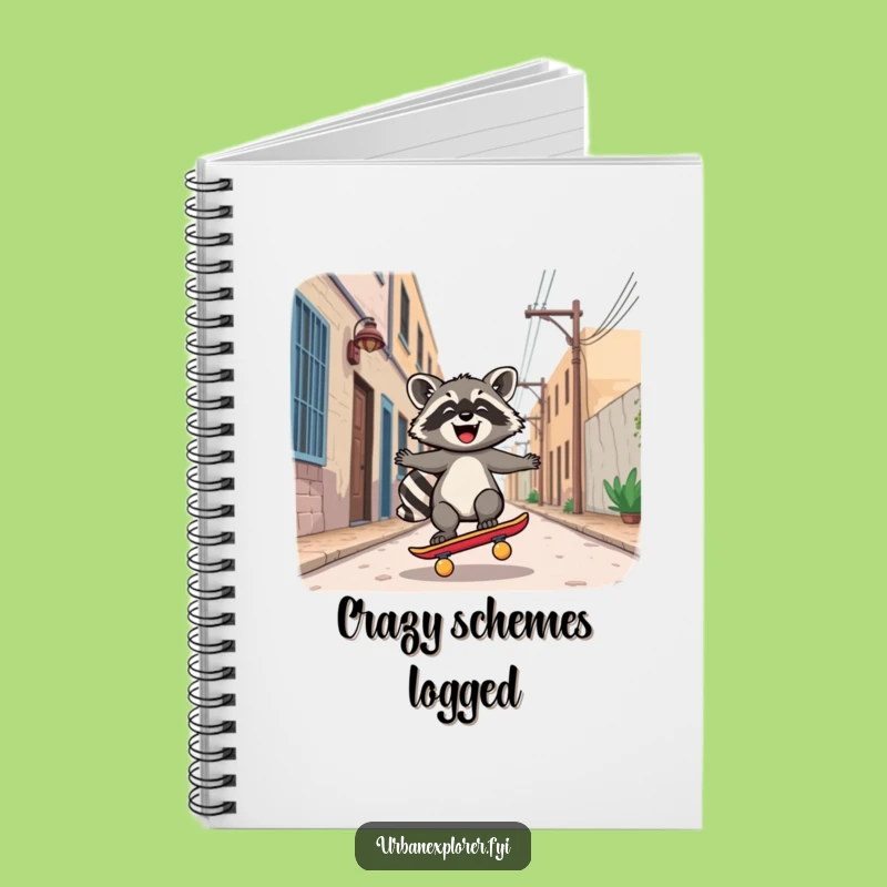 Funny Kawaii Raccoon Skateboard Notebook: Joyful Rider's Notes for Your Ideas!