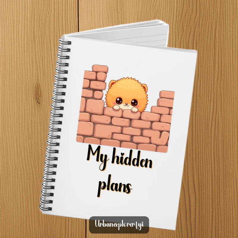 Funny Fluffy Creature Notebook: A fluffy creature peeking from a wall on a notebook cover, perfect for journaling secrets, a funny gift.
