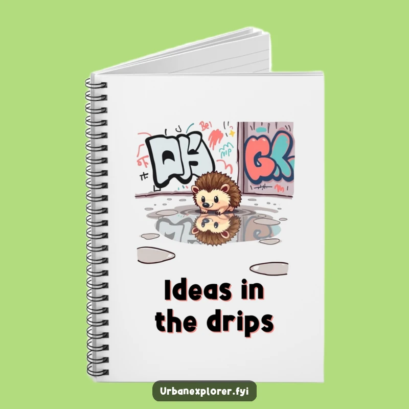Funny Hedgehog Puddle Notebook - Jot Down Thoughts, Creative Journal, Great Funny Gift