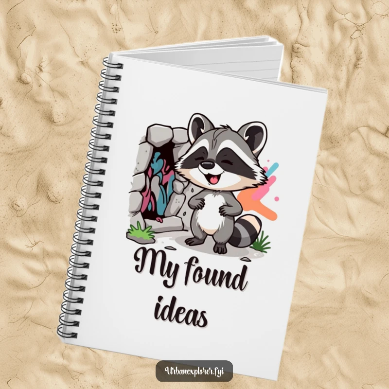 Funny Raccoon Street Art Notebook: Features a giggling raccoon discovering street art, ideal for journaling creative ideas and urban notes.
