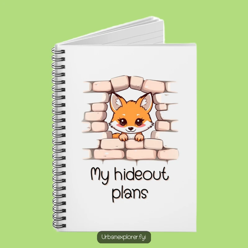 Funny Kawaii Fox Notebook: Cute Peek-a-Boo Brick Wall Journal, Perfect Funny Gift