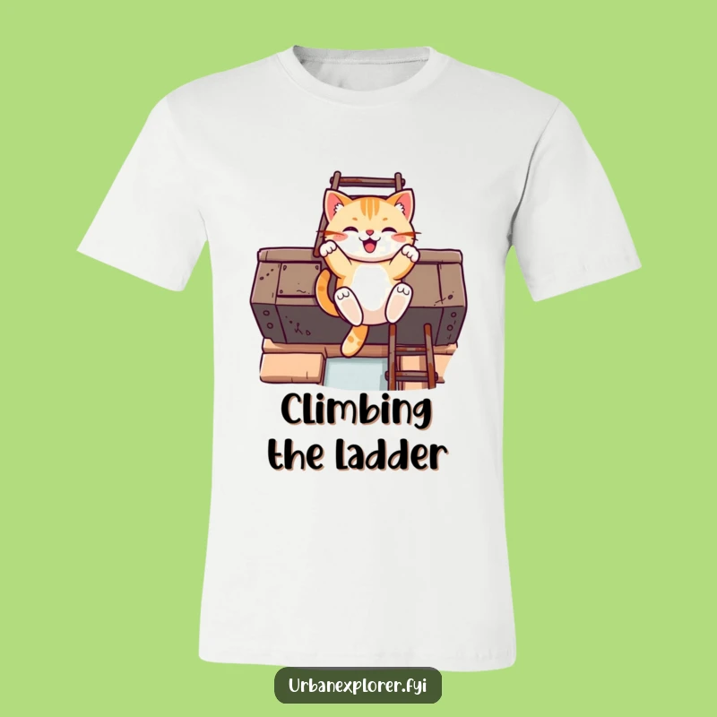 Funny Kawaii Cat Fire Escape T-Shirt: Urban Swing Tee, Comfy Cat Lover Gift