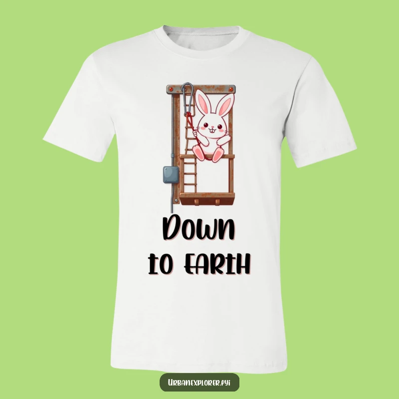 Funny Kawaii Bunny T-Shirt: Cute Rappelling Fire Escape Tee, Great Funny Gift