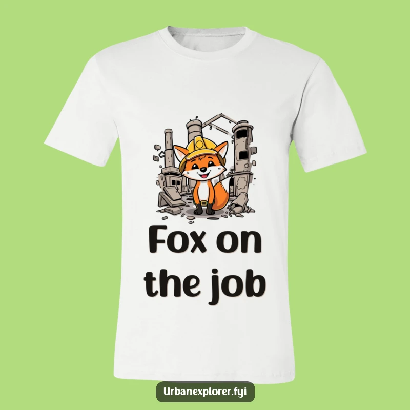 Funny Fox Hard Hat T-Shirt - Humorous Industrial Site Explorer Tee