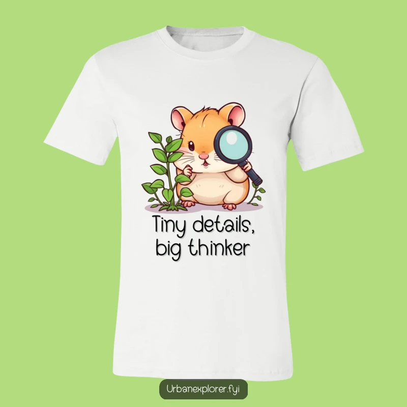 Funny Hamster Magnifying Glass T-Shirt: Tiny Weed Investigator Tee